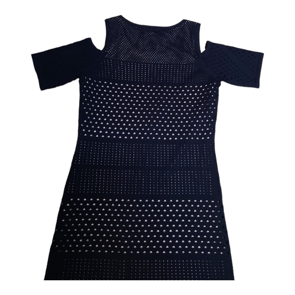 Calvin Klein Short Sleeve Cold Shoulder Sweater Dress Twilight Navy Small - Picture 8 of 12